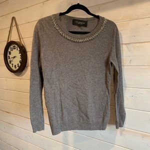Paul Costelloe | Brown Cashmere/Lambs Wool Blend Sweater w Rhinestones